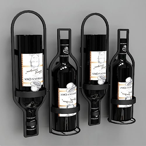 Weinregal, Enixwh Wandmontiertes Weinregal, Rotweinregal, Weinpräsentationsregal für Weinflaschen, Metall-Weinregal für Küche, Esszimmer, Bar-Dekor, Den Beauty Comes/Noir/7 Flaschen Star of Light