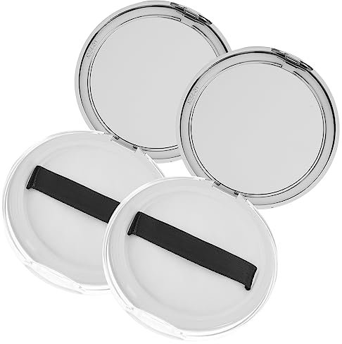 CANIGHT 2er Satz Leere Make-up-puderdose Aus Kunststoff Puderbehälter Mit 2 Stück Quaste Für Puder Proben Cremes Kosmetika