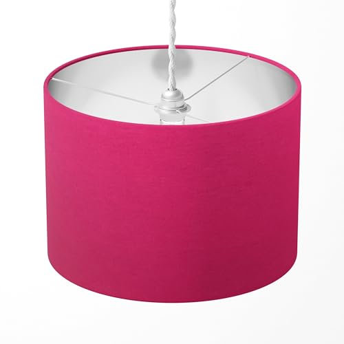 Hot Pink Lampshade, Cerise Pink Lampshade, Fuchsia Lampshade, Bright Luxury Stylish Contemporary Cotton Handmade Drum Plain Table Floor Ceiling Light Pendant Bedroom Living Room Home Decor Lampshade