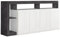 AltoBuy Arturo - Buffet 4 Portes Blanc Laqué Encadrement Niches Aspect Gris Oxyde