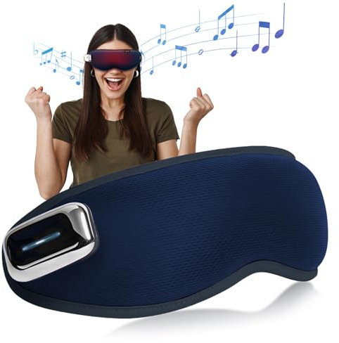 Masseur Oculaire avec Chaleur et Refroidissement, Appareil de Massage des Yeux avec Bluetooth et Vibration, Masque de Massage Pliable et Rechargeable, Fatigue Oculaire et Cernes,Améliore le Sommeil
