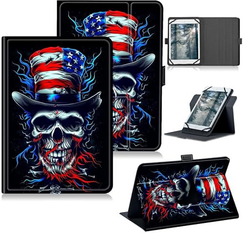 RWUTYTIUL - Funda universal para tablet Alcatel Joy Tab 2 de 8 pulgadas, versión 2020 (modelo: 9032Z), funda protectora con soporte giratorio de 360 grados, con funda de piel sintética de múltiples