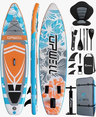 UPWELL 320x81x15cm Aufblasbares Stand Up Paddling Board mit Sitz, SUP Board Standup Paddle Board Paddleboard, Cosmos
