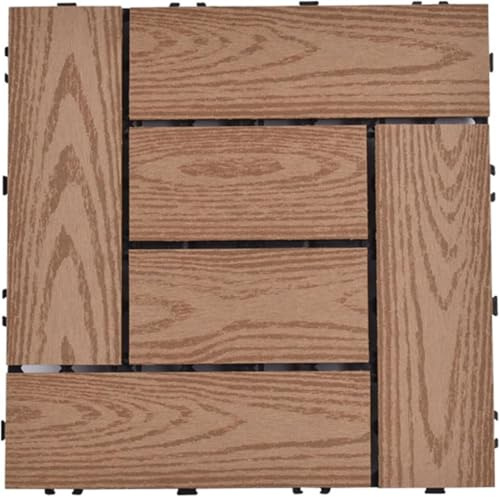 ININOSNP Heavy Duty 1 Pcs Wood Plastic Interlocking Floor Tiles Snap-on Outdoor Balcony Tiles Lawn Greenhouse Garden Patio Terrace Flooring(Apricot)