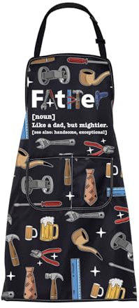BNQL Father Apron Dad Gifts Dad Kitchen Gifts Funny Grill Apron for Men Dad Cooking Apron Dad Grilling Bbq Apron With Pockets