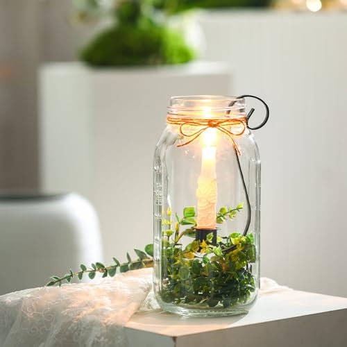 2 Pcs Mason Jar Candle Holder Farmhouse Hook Taper Candle Holder Insert Iron Vintage Rustic Decor Wedding Table Centerpiece Fits 2 Qt Jar Glass Vases for Rustic Fall Home Decor Halloween Outdoor