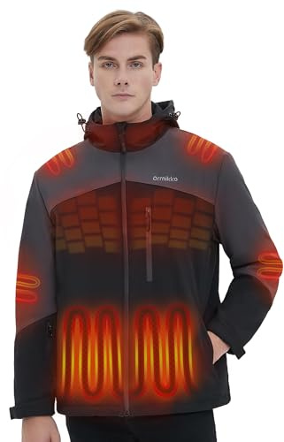 ORRNIKKO Heated Jacket for Men with Battery Pack 20000mAh - Waterproof Scratchproof Electric Jacket with Hood for Winter