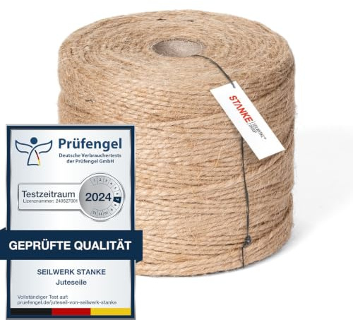 SEILWERK STANKE Corda di juta 1mm 50m – Spago juta sottile per scrapbooking | Corda per collane, decorazioni, filo sottile resistente, spago per decorazioni natalizie – Materiale naturale, stile rustico