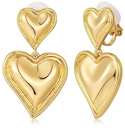HolidayQbee Damen Gold Ohrclips – Hypoallergen, Nicht Verblasend, Elegantes Clip Ohrring für Alltag & Feierlichkeiten