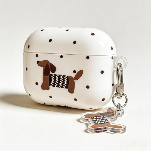 Gepunktetes Hundemuster Kopfhörer-Etui, Geeignet für Air-Pods 4 Hülle, Cartoon Hundemuster Design Schutzhülle für Apple Air-Pods 4. Generation Weiß