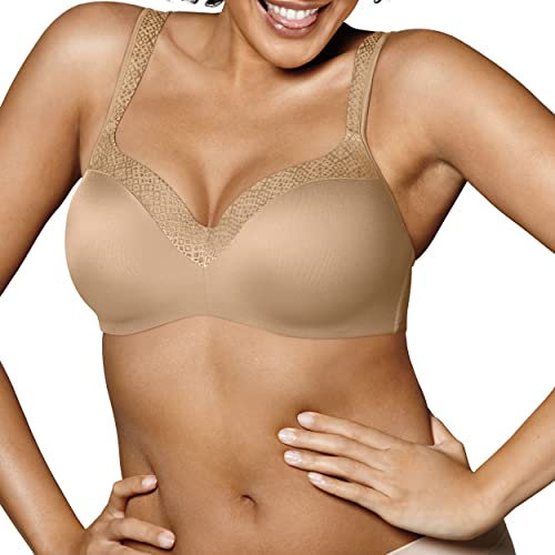 Playtex Women's Secrets Coverage Underwire, Balconette T-Shirt Bra for Full Figures, Opaque, Nude, 36D