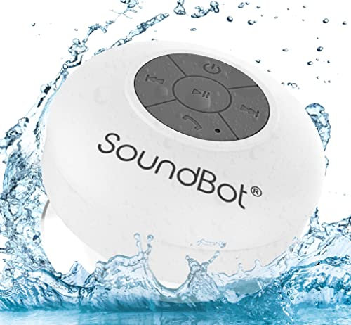SoundBot SB510 HD - Altoparlante da doccia Bluetooth resistente all'acqua, vivavoce portatile con microfono integrato, 6 ore di riproduzione, pulsanti di controllo e ventosa dedicata per docce