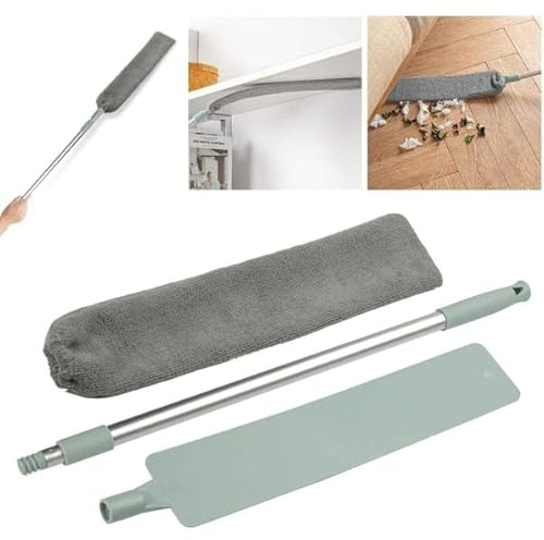 Mopp mit ausziehbarem Griff – Bürste, Staubwedel mit Mikrofasertuch – kommt für alles – erreicht schwierige Stellen – Reinigung unter Möbeln, Waschmaschine, Sofa