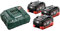 metabo Basis-Set 3 x LiHD 5.5 Ah – 685074000 – Akkuset für effizientes und schnelles Laden – Inklusive 18-V-Akkus und Ladegerät