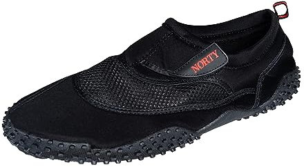 NORTY Wasserschuhe für Herren, große Größen 47-46, Aqua-Socken, Wellen-Wasserschuhe, Wasserschuhe – wasserdichte Slip-Ons für Pool, Strand und Sport, Schwarz, 49.5 EU