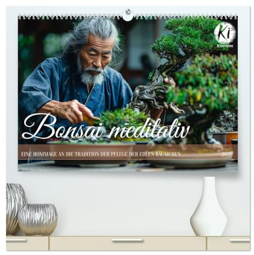 Bonsai meditativ (hochwertiger Premium Wandkalender 2026 DIN A2 quer), Kunstdruck in Hochglanz: Elegante Schönheit: Bonsai, geformt mit Liebe (CALVENDO Hobbys)