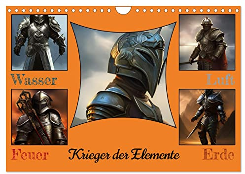Krieger der Elemente (Wandkalender 2026 DIN A4 quer), CALVENDO Monatskalender: Fantasie Krieger der Elemente Wasser,Erde,Luft und Feuer in Rüstung (CALVENDO Menschen)