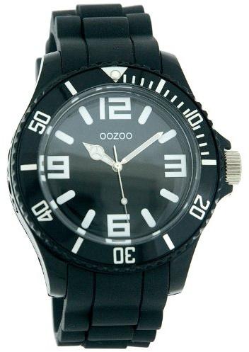 Oozoo Timepieces - XL Damenuhr mit Kautschukband - C4174 schwarz