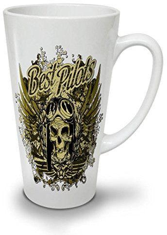 Beste Pilot Krieg Cool Schädel Latte BecherFlug Kaffeetasse - Komfortabler Griff, Zweiseitiger Druck, robuste Keramik von Wellcoda