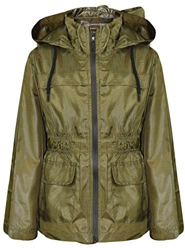 A2Z 4 Kids Raincoat Jackets Windbreaker Waterproof Parka Shower Resistant Hooded Raincoat Children Girls Boys Age 5-13 Years Olive
