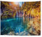 A.Monamour Wanddekor Wandteppiche Türkisfarbenes Wasser Wasserfall See Steine ​​Berge Bäume Nationalpark Naturlandschaft Blick Print Stoff Wand Tapisserie Wandbehänge Yoga Decken 180x230cm
