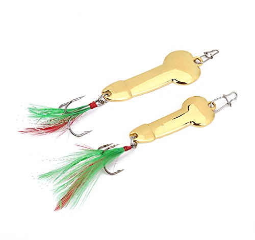 2Pcs Esche da Pesca in Metallo Set di Esche da Pesca con Ganci Duro Attrezzatura Affrontare per Acqua Dolce Pesca in Mare(10gGold + 15gGold)