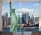 ABAKUHAUS New York Rustikaler Gardine, Warmer Frühlingstag, Schlafzimmer Kräuselband Vorhang mit Schlaufen und Haken, 280 x 245 cm, Teal Blau