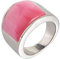 HIJONES Schmuck Damen Herren Mosaik Katzenauge Stein Edelstahl Opal Ringe Weit Silber Pink Größe 66 (21.0)