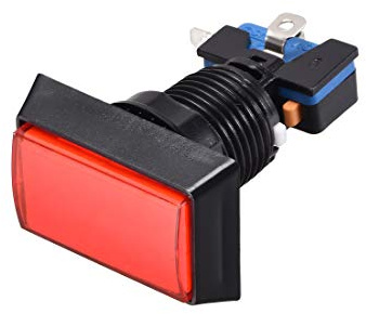 Sourcing Map Bouton poussoir carré 49 x 33 12 V LED éclairé avec micro interrupteur pour jeux vidéo Arcade