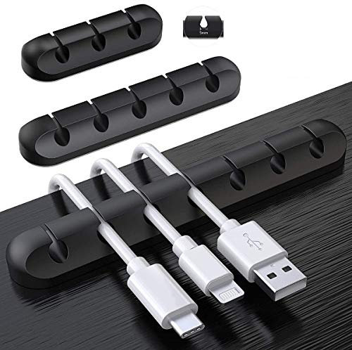 Biggz 3-Pack Cable Holder Clips, Self Adhesive Desktop Cable Organizer Cord Wire Management Fits for 5MM-6MM USB Charging Cable/Power Cord/Mouse Cable, Headphone Cable, PC Office Home