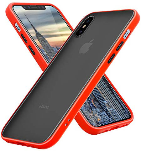 Cadorabo Custodia compatibile con Apple iPhone X/XS in Rosso Opaco - Bottoni Neri - custodia per cellulare con interno in silicone TPU e retro in plastica opaca - cover protettiva