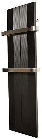 Finesa Design Badheizkörper Paneel flach 800x404 – Handtuchheizkörper Handtuchtrockner – Mittelanschluss – Heizleistung 400 W wasserführend – Schwarz