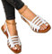 ORANDESIGNE Sandales Plates pour Femmes Sandales Décontractées à Lanières Sandales d'été Sandales Grande Taille Sandales Faciles à Porter A Blanc 43 EU