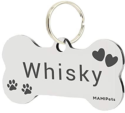 MAMIPets MEDAGLIETTA Special Design Acciaio Inox Cane Gatto - Incisione Laser Nera Personalizzata (Medium - Cuoricini Zampine)