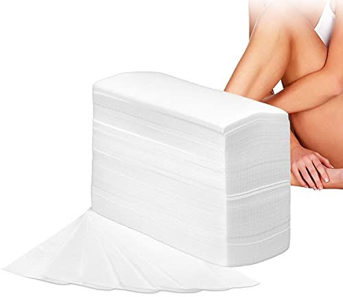 LATRAT 400 pièces de bandes de cire non tissées pour Corps et le visage, Papier Épilatoire pour Bikini, Blanc