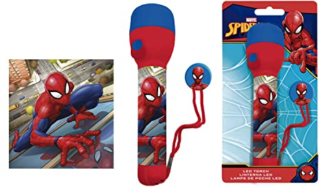 Flash LED en plastique pour enfants sous licence Disney Marvel - Grande lampe torche et veilleuse - 16 cm - Cadeau de Noël pour garçons et filles à partir de 3 ans