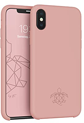 turtleandcase Silikonhülle für iPhone XS Max (6,5) - Liquid Silicone Case - Kostenloses Panzerglas - Silikon Schutz - Kratzfestes Mikrofaserfutter Schutzcase (Cherry Pink)