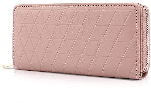 TANTOMI Geldbörse Damen groß im Langformat, Geldbeutel mit Exklusiven Prägungen auf Synthetisches Leder, Portemonnaie mit RFID, und mit Reißverschluss Druckknopf und vielen Fächern.