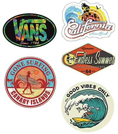 cut-it folientechnik & design #971 / 5X Surf Aufkleber 9cm XXL Beach Kult Sticker Auto Oldtimer Oldschool Vintage Surfing Bus Aloha V8 Retro Ratte Hotrod