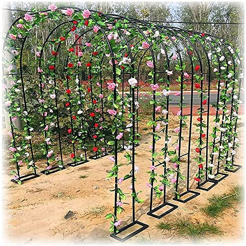 Tonnelle de jardin pour diverses plantes grimpantes, treillis pergola noir, cadre en fer forgé durable, arche extérieure pour pelouse et terrasse,W1.2mxH2.2m