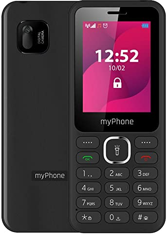 Telefono Myphone Jazz con tasti grandi, batteria 800 mAh, 800 mAh, batteria, Bluetooth, fotocamera, MP3, torcia elettrica - nero