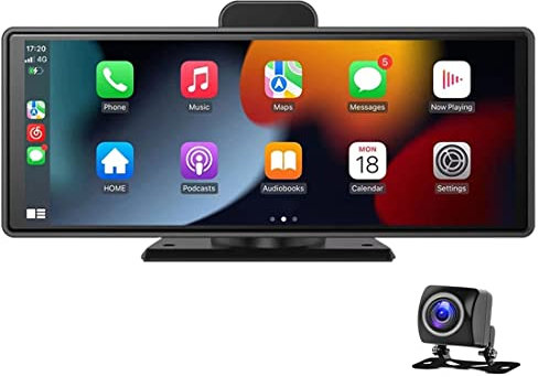 10 Wireless Apple Carplayer e Android Auto Monitor di parcheggio per auto Touch Screen Autoradio DVR con Bluetooth, Collegamento specchio/Trasmettitore FM/Telecamera posteriore per tutte le auto