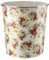 Homeshopa Plastic Waste Paper Basket Bin, Floral Retro Round Trash Can, Lightweight Recycling Rubbish Bin for Kitchen, Bedroom, Bathroom, Open-Top Garbage Dustbin, 7.7 Litre (White Floral 1)