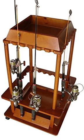 Angelrutenhalter 24 Quadratischer Angelrutenständer Aus Massivem Holz, Platzsparender Angelständer Für Die Aufbewahrung Der Meisten Arten Von Angelruten Und Combos