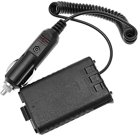 ECSiNG Walkie-Talkie Auto-Netzteil Kompatibel mit Baofeng UV-5R/ UV-5RE Plus/UV-5RA Plus Kfz-Gegensprechanlagen-Netzteil 12 V Schwarz