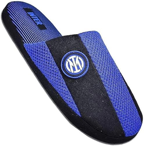 Soho Milano Pantofole Uomo e Ragazzo taglia da 40 a 45 FC Inter - pantofole casa - Idea regalo Inter per tifosi Interisti in cotone e suola imbottita (numeric_43)