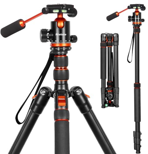 2-in-1-Stativ für Kamera- und Jagdstative, 172,7 cm Kamerastative und Einbeinstative mit abnehmbarem Griff, Aluminium-Gewehrstativ und Schießständer, robuste Stative für DSLR, Canon, Nikon, Sony