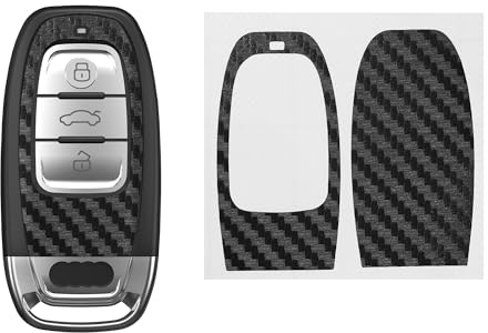 kwmobile 2X Schlüsselfolie kompatibel mit Audi Q5 / A8L / A8 / A7 / A5 / A4L Schlüssel - Schwarz Carbon