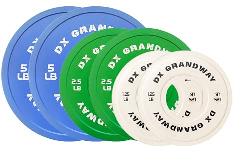 DX Grandway Fitness-Hantelscheiben, 0,6 kg, 1,1 kg, 2,3 kg, 4,5 kg, 11,3 kg, 20,4 kg, Paar, Einzel-Stützplatten für Gewichtheben, Stoßstange, Krafttraining, Hantelscheiben, Stahlgummi
