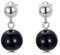 Schwarze Onyx Ohrringe 925 Sterling Silber 8mm Beaded Runde Ball Baumelnde Ohrhänger